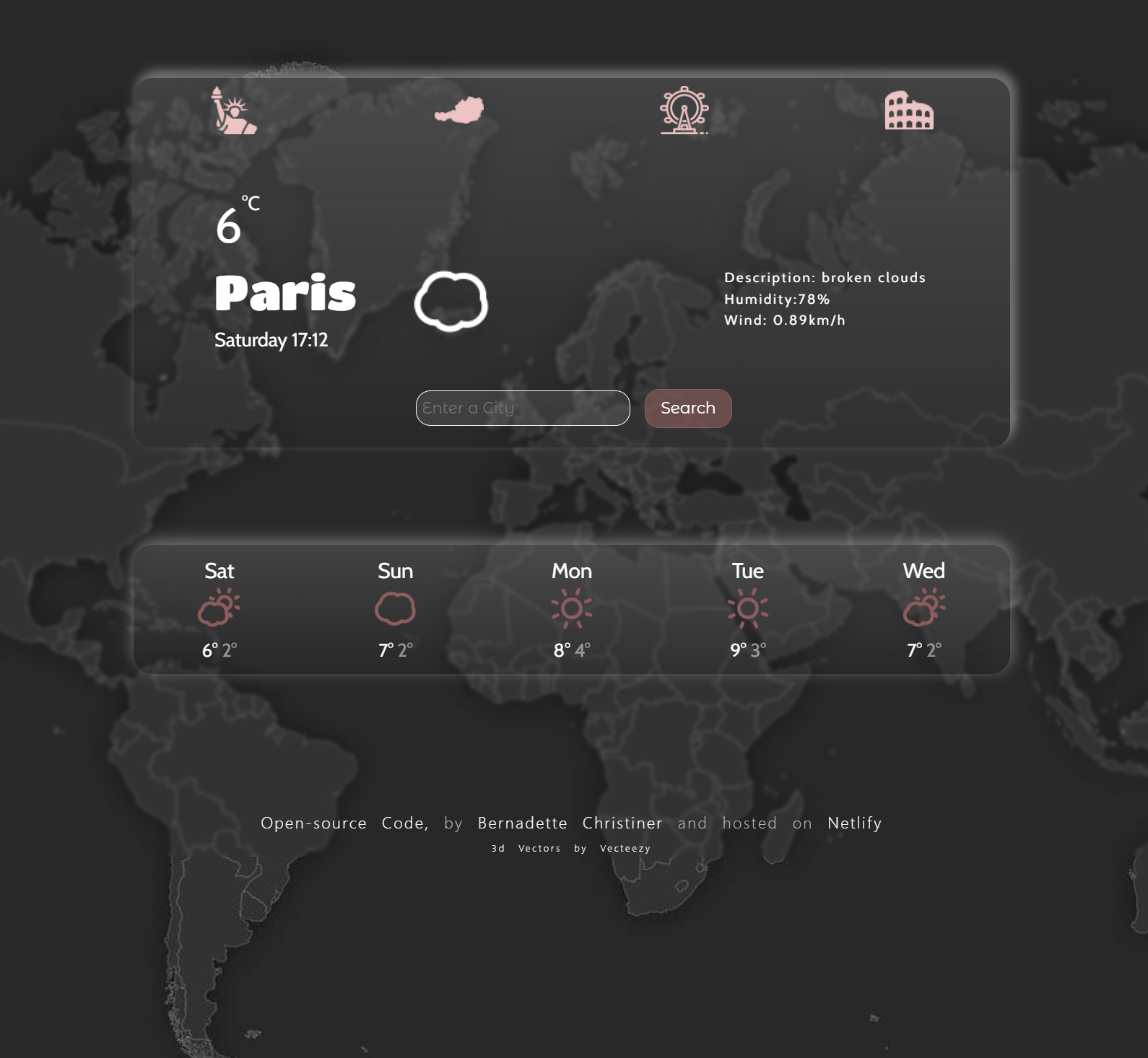 React Weather app project preview